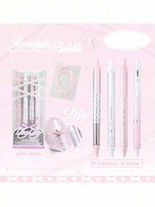 4pcs Soft Ribbon Gel Pens Set Ballet 0.38mm/0.5mm Ballpoint Quick-Dry Black Color Ink For Writing Gift Back To School