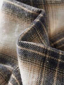 Cozy Pixies Bộ đồ 3 món cho bé trai: Áo sơ mi dài tay ve kẻ caro cài nút, áo vest dày không tay màu tương phản và quần cạp chun - Màu Khaki - Xem 6