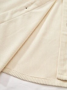 1pc Casual Corduroy Texture Varsity Collar Contrast Trim Pocket Design Shacket For Teenage Boys, Suitable For Leisure, School, And Outerwear Fall Winter