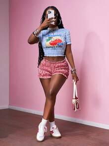 Slaydiva Bộ đồ hai mảnh họa tiết hoa anh đào và kẻ sọc xanh trắng giản dị mùa hè 2025 dành cho nữ, thích hợp cho các buổi đi chơi hàng ngày, tiệc tùng ngày lễ, lễ hội âm nhạc, du lịch, trang phục tốt nghiệp, tụ tập bạn bè, tiệc sinh nhật, bãi biển, trang phục sân bay, kỳ nghỉ, phong cách Boho, trở lại trường học-A - Nhiều màu - Xem 8