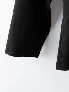 SHEIN Clasi Chemise à manches longues col V couleur unie pour femmes grandes tailles - Noir - Voir 5