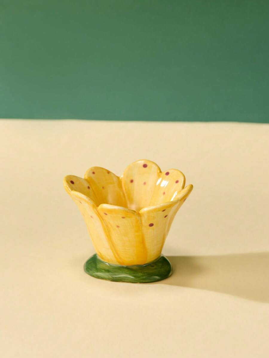 Joivida 手绘陶瓷花杯香薰蜡烛杯花饰北欧简约烛台卧室客厅ins风摆件送女友朋友的礼物办公桌摆件提升家居氛围必备