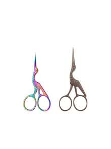 Juego de tijeras con forma de grúa de tamaño grande (12,8 cm) y pequeño (10,3 cm), tijeras vintage para manualidades, tijeras para tela, tijeras para bordado, tijeras para punto de cruz, tijeras de oficina para papel, tijeras para cejas puntiagudas, tijeras pequeñas multiusos - Multicolor - Ver 22