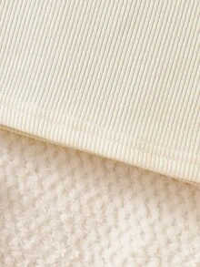SHEIN Nouveau-né bébé fille T-shirt à manches longues en tissu confortable avec col en dentelle abricot, patchwork et rainures, nouveau style pour l'automne et l'hiver - Nude - Voir 3