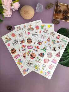 Zazumi 1 Miếng Dán Sinh Nhật Hình Ba Chiều Lớn, Tờ Đơn, Lấp Lánh Laser, Trang Trí Bánh Kem Tiệc Sinh Nhật, Dùng Cho Máy Tính Xấu, Bình Nước, Gói Quà, Vật Dụng Tổ Chức Lễ Kỷ Niệm - Nhiều màu - Xem 5