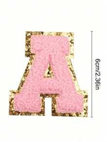 1pc, Pink A-Z 26 Patches With Letters, Ironing On Letters Patch, Clothing Jacket Bag Ornaments Accessories, Alphabet Badges Stickers - Pink - View 4