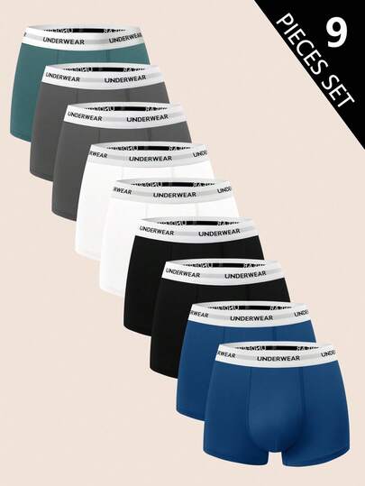 Set de 9 bóxers para niños con cintura con letras multicolor (Set de 9 piezas)