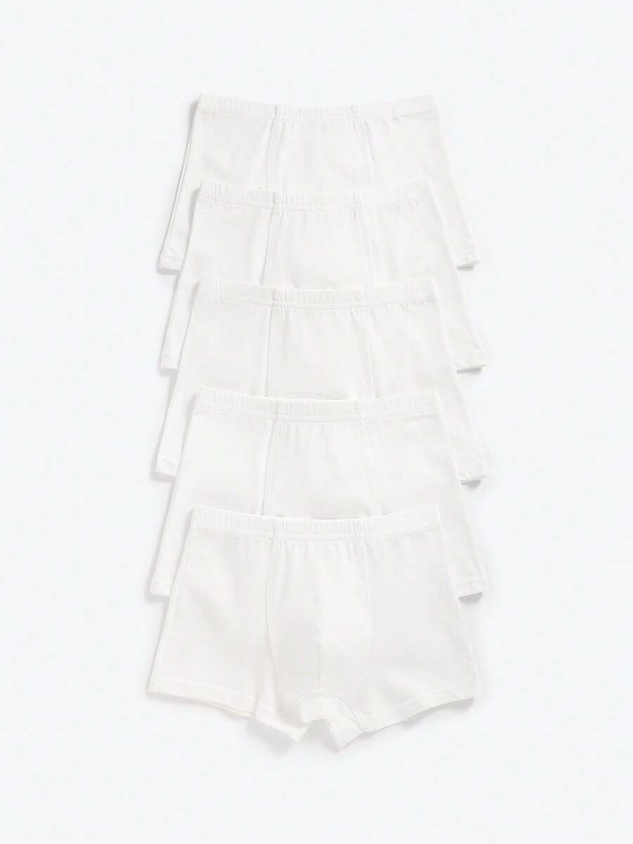 男童纯色平角内裤5条装 男童内裤 纯棉男童平角内裤 幼儿内裤 男童内裤 - 白色 - 查看 1