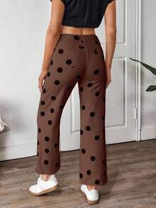 EMERY ROSE Quần jean ống đứng dáng rộng họa tiết chấm bi dành cho nữ - Cà phê nâu - Xem 2