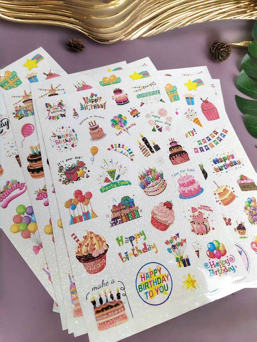 Zazumi 1 Miếng Dán Sinh Nhật Hình Ba Chiều Lớn, Tờ Đơn, Lấp Lánh Laser, Trang Trí Bánh Kem Tiệc Sinh Nhật, Dùng Cho Máy Tính Xấu, Bình Nước, Gói Quà, Vật Dụng Tổ Chức Lễ Kỷ Niệm - Nhiều màu - Xem 1