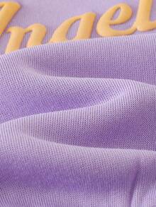 Cozy Pixies Baby Girl Letter Print Versatile Hooded Casual Zip-Up Jacket,In Fall/Winter - Purple - View 4