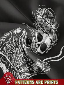 SHEIN LUNE Women's Skull Pattern Cami Top, Casual For Summer Afternoon Tea Back To School - Dark Grey - View 3