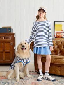 Joliand Joliand 1 件青少年女孩优雅都市可爱蓝色迷你裙，适合休闲、日常、郊游、居家、海滩、夏季 - 藍色 - 查看 6