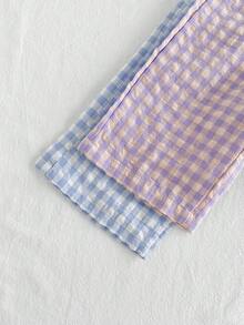 SHEIN Vintaside Kids 2 件套婴儿/女婴舒适休闲格子阔腿裤套装，适合春、夏、秋季日常穿着 - 彩色 - 查看 5