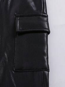 SHEIN Playful Pals 2pcs/Set Toddler Boys Autumn/Winter Glossy Thermal Lined Jacket And Elastic Waist Thermal Lined Pants, Suitable For School, Casual, Personalized, Long Sleeve, Streetwear, 6M-3T, Children Outfit, Infant Clothing Fall - Black - View 9