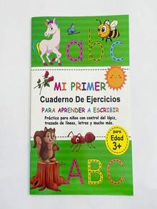 SHEIN Libro de trazado de 32 páginas para niños Lachilly, cuaderno de ejercicios de alfabeto español, libro de práctica de escritura ABC, libro de actividades interactivo de aprendizaje temprano para preescolar - Multicolor - Ver 5