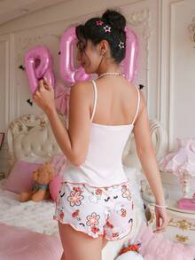 PetitDoll Funny Halloween Themed Print Casual Camisole & Shorts Women Pajama Set