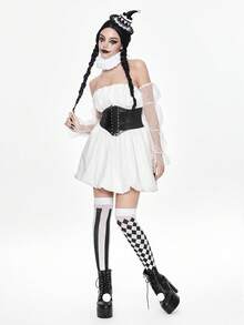 ROMWE Kawaii 万圣节狂欢节复古女式角色扮演迷你连衣裙，服装 - 黑色 - 查看 7