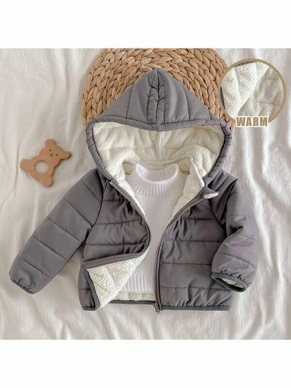 Loomiva 男婴连帽长袖夹克外套，秋冬季保暖加厚内衬