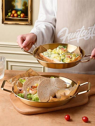 1 st rostfri tallrik med skaldjur, spansk paellapanna, koreansk tallrik med stekt kyckling, pastatallrik, västerländsk hummertallrik med skaldjurssås