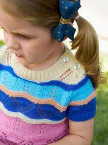 Joliand Joliand Cute & Versatile Colorful Striped Short Sleeve Knit Sweater For Baby Girls ColorfulJoy,In Fall/Winter - Multicolor - View 3