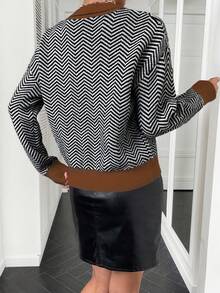 Franclia Suéter holgado de cuello en V de manga larga y ajuste casual para mujer, versátil