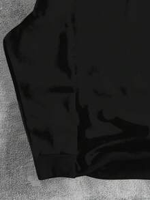 SHEIN Bolty 青少年男童休闲简约 Y2K 风格涂鸦手绘嘻哈运动街头卡通图案宽松加厚卫衣，适合秋冬季穿着 - 黑色 - 查看 6