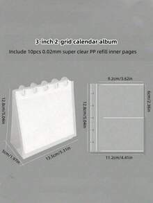 1 件 2x3 英寸塑料照片卡相册，日历样式，10 页，20 个口袋，照片整理和存储，照片文件夹，垂直相册礼物生日毕业返校用品 - 半透 - 查看 2