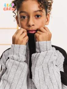 SHEIN 2pcs Tween Girls' Casual Colorblock Outfit, Girls' Spring/Autumn Loose Fit Button, Side Stripe, Zipper Long Sleeve Oversized Gray Sweatshirt & Jogger Pants Set, Casual Daily Wear Kids Loungewear Fall Winter