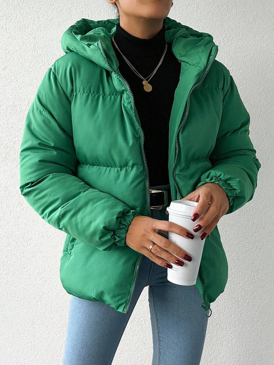 EURMUSE Abrigo Acolchado Con Capucha Para Mujer - Verde - Ver 1