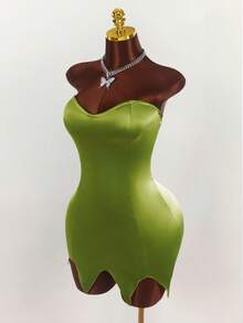 Amplova 万圣节仙女COS露肩露背交叉吊带连衣裙 - 綠色 - 查看 5