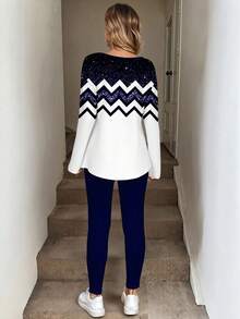 SHEIN LUNE 2pcs/Set Women Long Sleeve T-Shirt And Leggings, Autumn/Winter Pullover For Women Comfy Sets Women,Fall - Multicolor - View 2