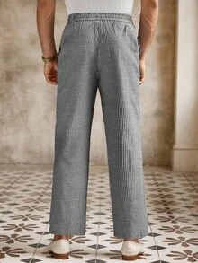 HIMLAND Men's Casual Vertical Striped Tapered Pants, Fall