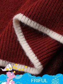 SHEIN X Care Bears FRIFUL 女式宽松字母图案落肩毛衣 - 紅色 - 查看 7