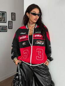 Coolane Women's & Men's Couple Same Style Date Night Couple Costumes Long Sleeve Race Car Driver Jacket,Valentine's Day In Fall/Winter,Cozy Fall And Winter Clothes For Women - Multicolor - View 6