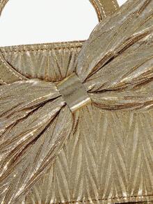 SHEIN SXY 女士手提包，晚宴包，金色，圆形手柄，蝴蝶结装饰，时尚，优雅，简约，个性化，多功能，经典，适合鸡尾酒会，派对，舞会，俱乐部，约会，生日，晚会，约会之夜，舞会 - 金色 - 查看 8