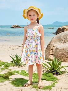Joliand Joliand 1 pièce Robe nuisette élégante à fleurs éparpillées pour jeune fille, convient pour le port casual quotidien, les voyages, la plage, les rassemblements, les fêtes, les mariages, les pique-niques, l'été - Multicolore - Voir 8