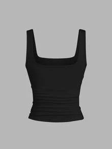 Flirla 3件装加大码女式纯色褶皱吊带背心