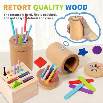 Zazumi Đồ chơi gậy du lịch cho trẻ em, đồ chơi kiểu Montessori cho trẻ nhỏ, đồ chơi gỗ cho trẻ sơ sinh, đồ chơi giác quan giúp trẻ nhỏ hứng thú, đồ chơi học tập sớm, trò chơi giáo dục, màu ngẫu nhiên