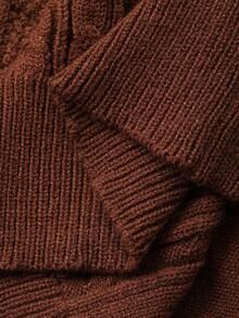 DAZY Vestido de suéter de cuello alto para niña, otoño e invierno - Caqui - Ver 9