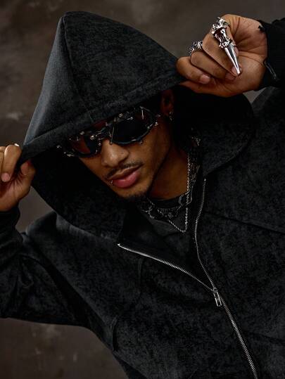 Street Life Sudadera con capucha de unicolor casual de manga larga para hombre, otoño