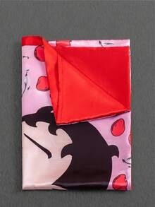 Betty Boop x SHEIN 2 Pcs Cartoon Figure Graphic Pillowcase Set, Taffeta Fabric, Comfortable & Cool, Cherry Blossom Print Pink Pillow Cover, Smooth & Non-Wrinkle, Gentle On Hair & Skin, Cherry Pattern,Gift Ideas,Party,Holiday,Valentine's Day - Pink - View 5