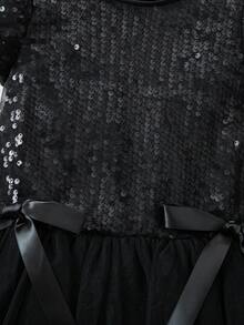 SHEIN Váy đen không tay đính hạt thanh lịch và dễ thương cho bé gái - màu đen - Xem 6