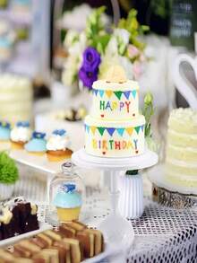 SHEIN 1PC White Cake Rack, Birthday Party Dessert Rack, Event Wedding Cake Dessert Metal Tray, Cupcake Display Tray And Bracket