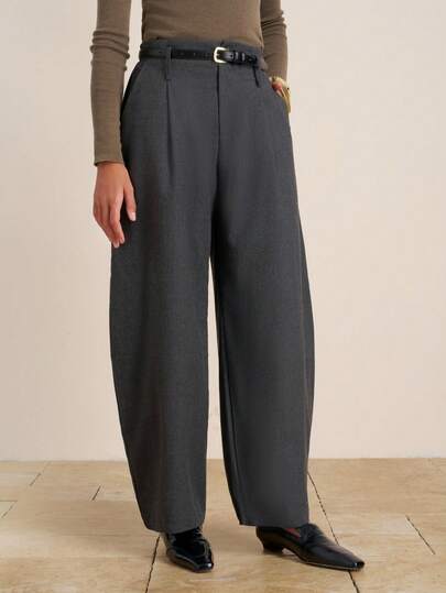 Airaco 女式纯色褶皱口袋休闲香蕉裤，宽松版型，适合秋冬