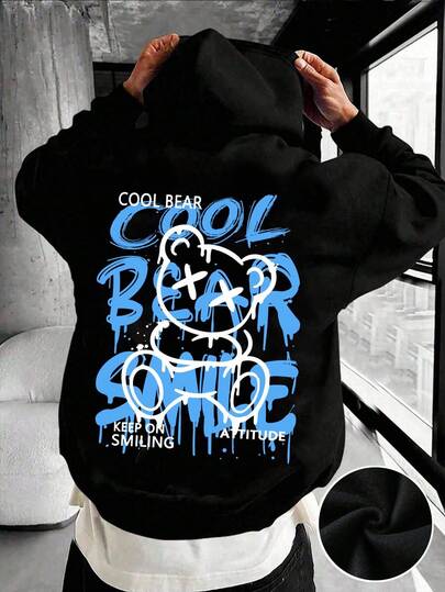 SHEIN Bolty Teen Boy Casual Minimalist Y2K Style Graffiti Handpainted Sweatshirt, Hip Hop, Sports, Street Style, Suitable For Autumn Fall Winter