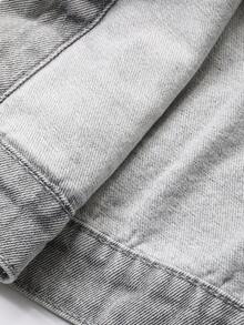 Livesso Women's Casual Collared Pleated Blouse And Gray Denim Pants Set, Autumn