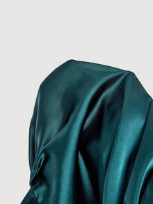 SHEIN MOD Olive Green Stand Collar Tie-Up Bow Backless Halter Top - Dark Green - View 6