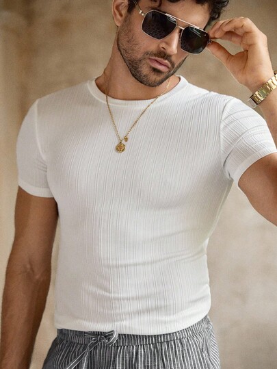 Mainfolk Men's Casual Slim Fit Crew Neck Short Sleeve T-Shirt