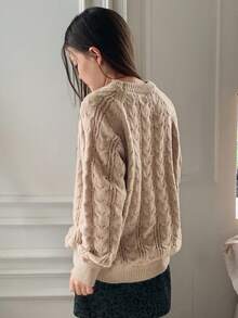 DAZY 青少年女孩日常休闲毛衣，秋季 - 卡其色 - 查看 4